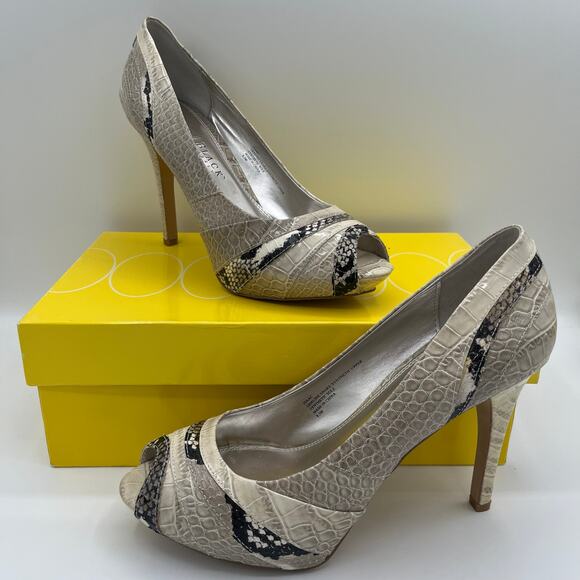 WHITE HOUSE BLACK MARKET, Patent Leather Snake Print Pumps, 4.25", 8.5 - Picture 1 of 7